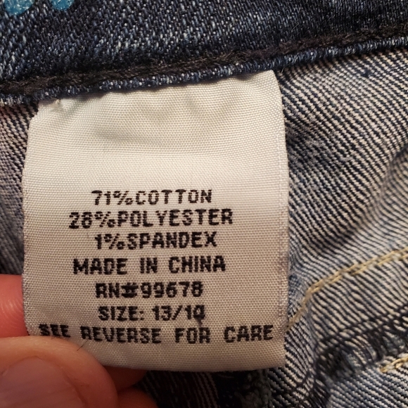 Hydraulic  Womens Dark Wash Cropped Capri Jeans Size 13/14 Large Stitch W/Bling - Picture 5 of 6